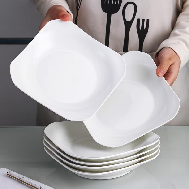 Haoya Jingdezhen Reinweiß 8,5-Zoll Ruyi Keramik Speiseteller Set (6 Pack)