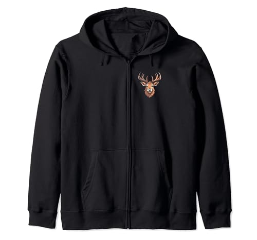 Hirsch deer head zip hoodie