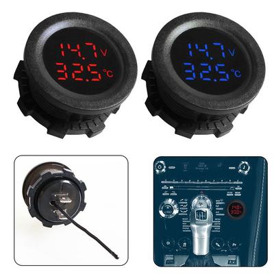 Car Motorcycle Temperature Voltmeter DC 12V-24V LED Panel Digital Display