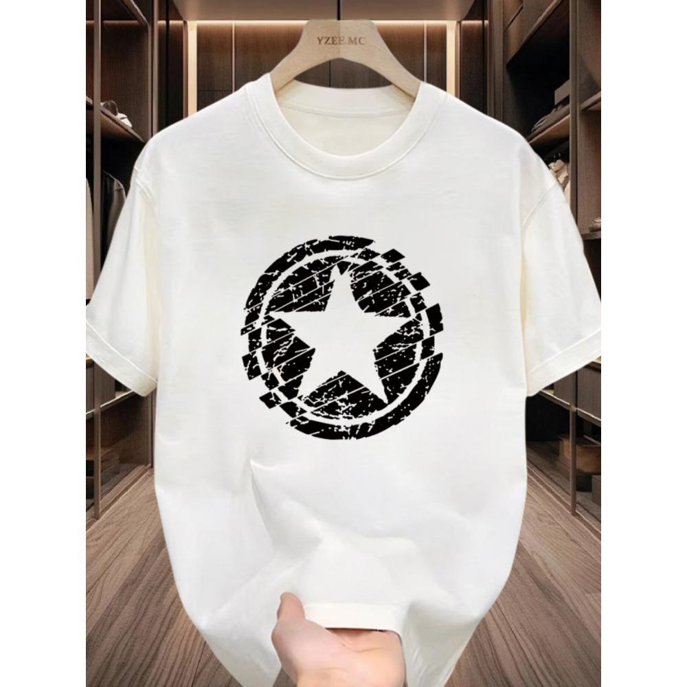 

2025 pure cotton trendy brand printed T-shirt American men s short sleeves summer trend round neck loose and versatile S