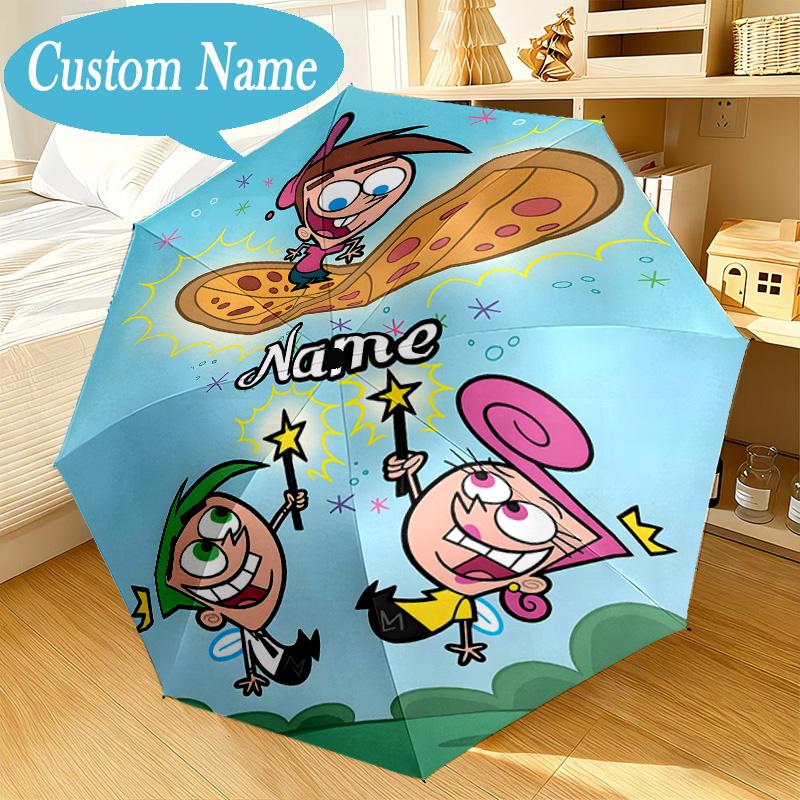 Custom Name Umbrella Friendship Adventure OddParents Umbrella 8-Frame for Travel, Camping, Casual Lightweight Portable, Essential for Family Gifts