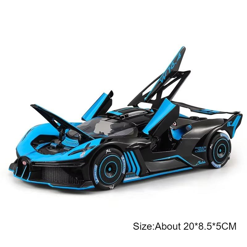 1:24 Scale Bolide Atlantic Car Model Toy Alloy Body Rubber Tire Shock Absorption Vehicle Models Sound&Light Ornaments Gifts