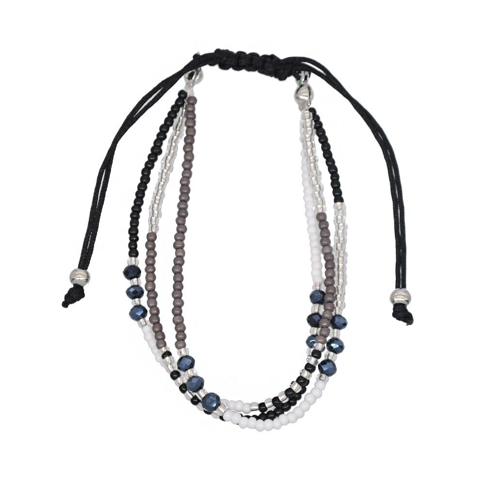 Bohemian Holiday Colorful Crystal Beaded Woven Bracelet for Women
