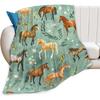 Horse Blanket Cute Horses Flowers Decor Throw Blanket Gifts for Animal Lover Warm Soft Plush Lightweight Fleece Flannel Blanket