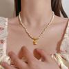 Copper Electroplated Pearl Necklace Fashion All-Match Elegant Clavicle Chain Personalized Simple High-End Style Jewelry Women's