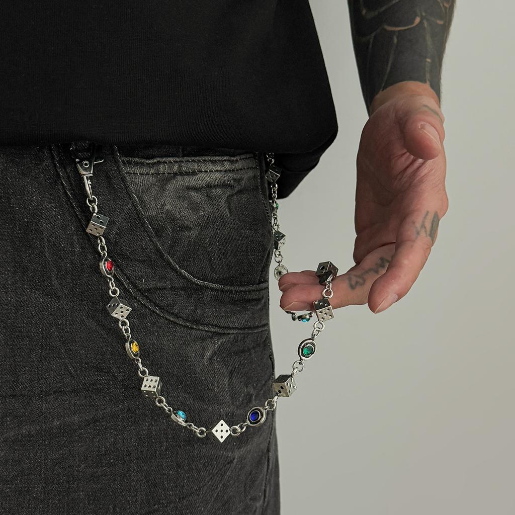 European and American Trousers Chain High-end Hip-hop Niche Jeans Hanging Chain Men's Waist Chain Chain Splicing Pearl Accessories