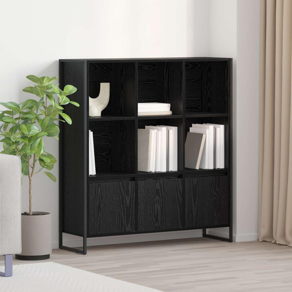 Bookshelf Set of 2 Black Oak Effect 99.5 x 30 x 108 cm