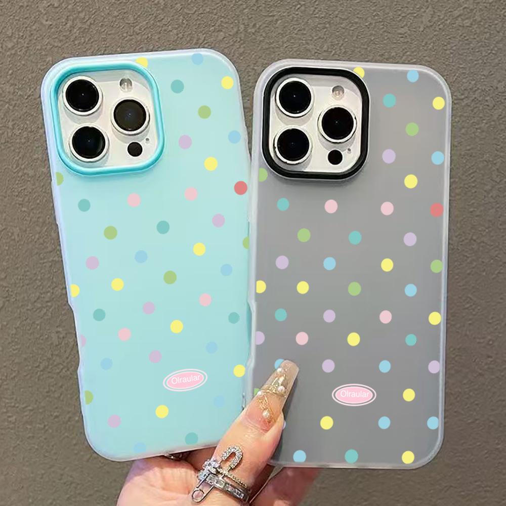 Full Screen Colorful Polka Dot Phone Case For iPhone 11 12 13 14 15 16 17 Pro Max Air XS XR X 16 7 8 Plus Shockproof Back Cover