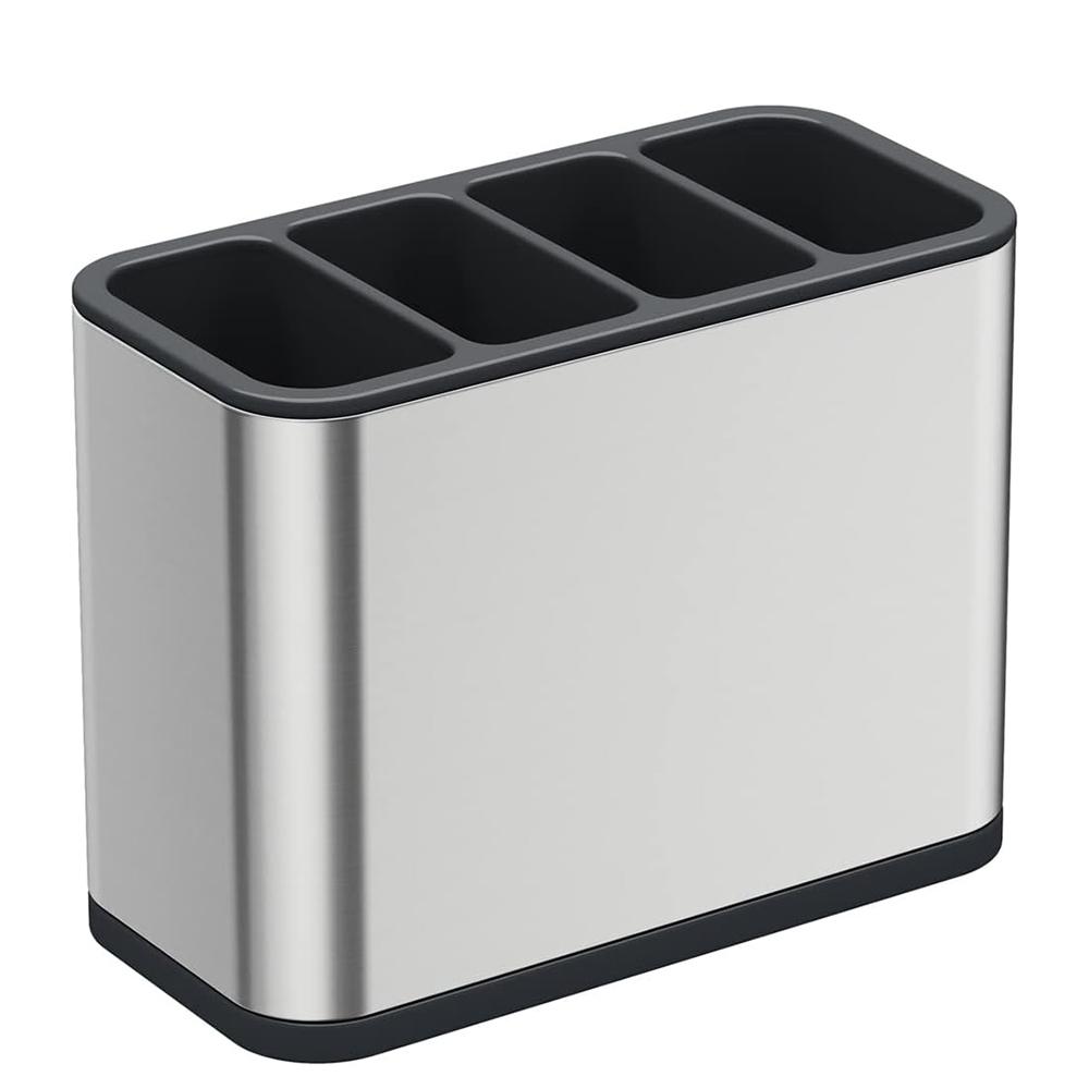 LMETJMA Silverware Caddy Cutlery Organizer Stainless Steel Utensil Drying Rack Flatware Holder with 4 Divided Compartments