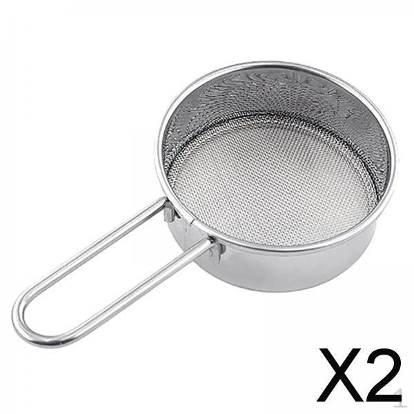 

2x Сито для муки Дуршлаг для муки 40 Ситечек с мелкой сеткой Инструменты для выпечки Дуршлаг из нержавеющей стали
