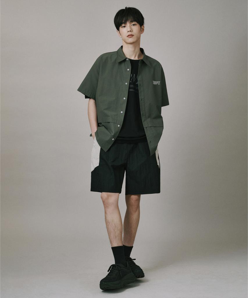 Beodeonteu Oversized Nylon Flap Shirt [Khaki]