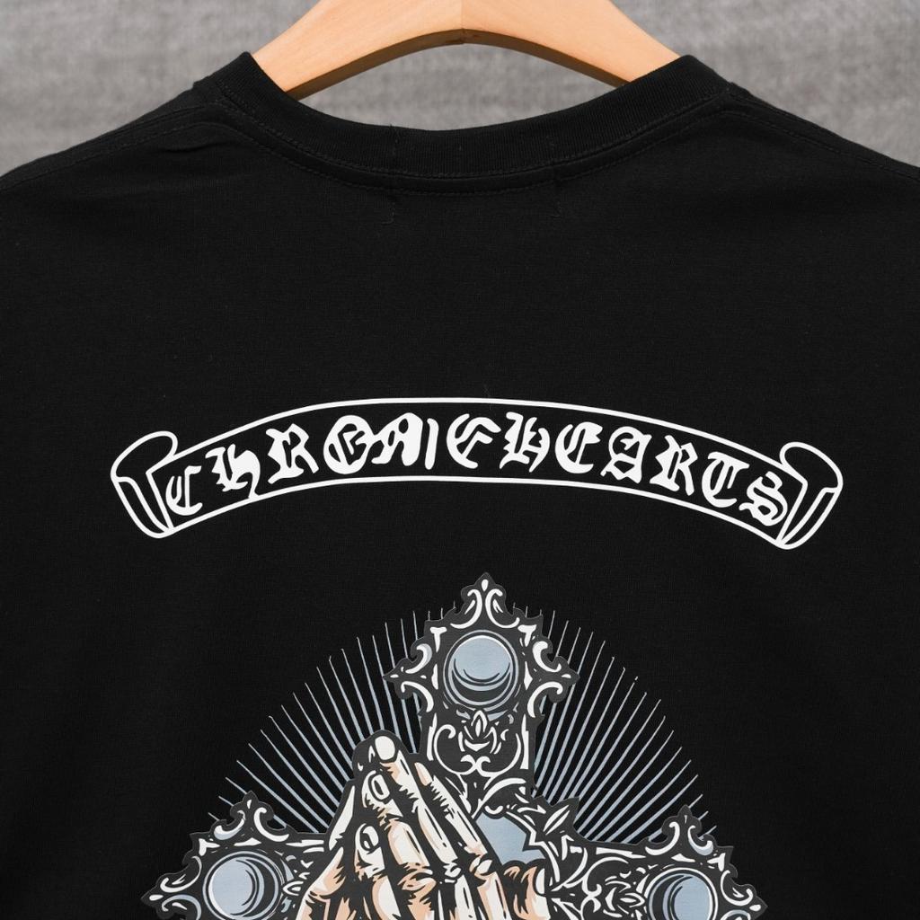 DT83 CHROME HEARTS Sommer Neu Hohe Qualität Baumwolle Rundhals Locker Große Größe Herren und Damen T-Shirt Partner T-Shirt