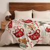 Christmas Cocoa Gingerbread Flannel Blanket - Red & White | Mugs/Candy Canes/Snowflakes | Sofa/Bed/Travel/Office Holiday Use
