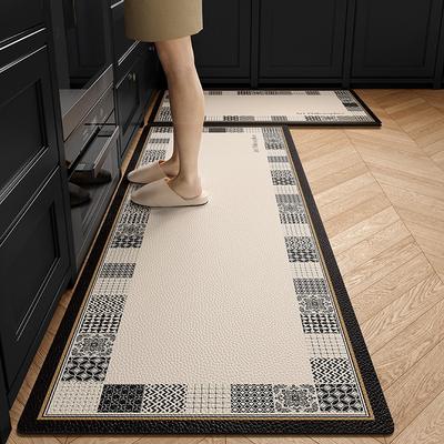 Kitchen Carpet Pvc Leather Waterproof Foot Mat Anti-slip Oil-proof Free Clean Wipeable Floor Mats Long Strip Home Decoration Rug