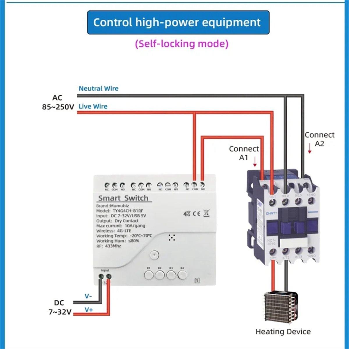 

Tuya Розумний перемикач 4G LTE Реле з 433МГц Розумний GSM-перемикач Керування через додаток Бездротове керування 4G 4-канальний Знімний контролер DC 7-32V China Mainland
