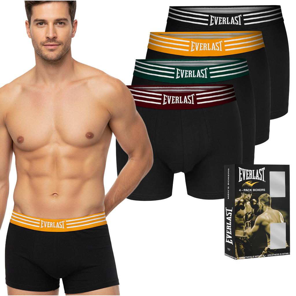 Everlast Men' Boxer Shorts EV004 Mix Color Cotton 4 Pack Size