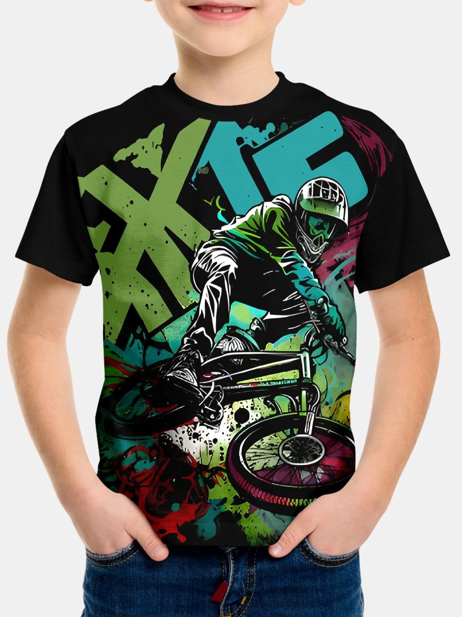 

Summer Bike Clothes Child Boy 3D Print Child Short Sleeve for a Boy Tops Kids T-shirts 160