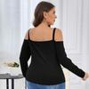 Casual Solid Color Pullover Women's Cold Shoulder Ruffle Sleeves T-Shirt Elastic Waist Tight Crop Top Double Lined Shirt Tops Basic Soft Tee