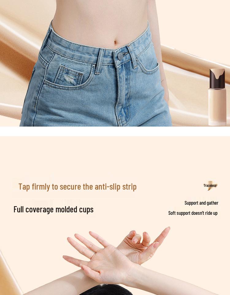 Seamless Strapless Skin-Tone Bandeau Bra for Women – Non-Slip, Off-Shoulder, Wireless Innerwear
