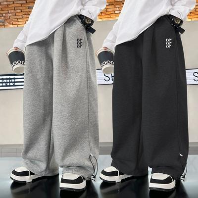 Jongens Casual Broek Lente Herfst Dunne Stijl Effen Kleur Wijde Pijpen Koreaanse Versie Midden tot Grote Kinderen Grensoverschrijdende Broek