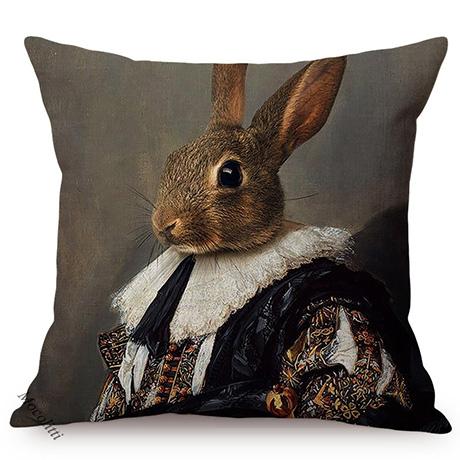 Nordic Art Posters Style Decoration Cushion Cover Lion Rabbit Zebra Deer Funky Animal Funny Oil Painting Sofa Throw Pillow Cases
