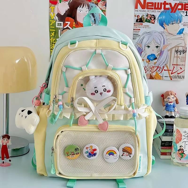 

New Heart Shaped Knot Anime Ita Backpack Cute Girl Transparent Two-dimensional Knapsack High Capacity Otaku DIY Display Rucksack 43x32x14cm