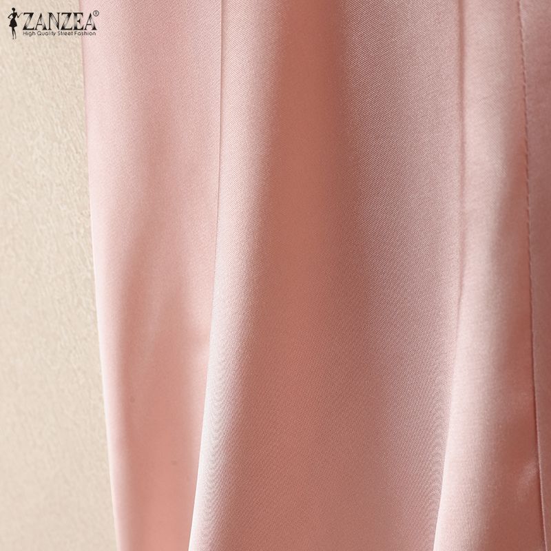ZANZEA Women Elegant Casual Solid Color Satin A-line Skirts