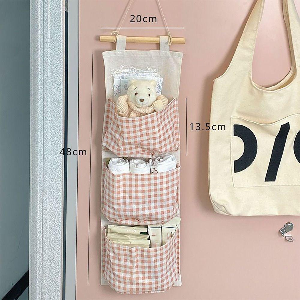 Fashion Plaid Pattern Hanging Bag Large Capacity Multifunctional Storage Bag Ventilate Waterproof Storage Condition Bags