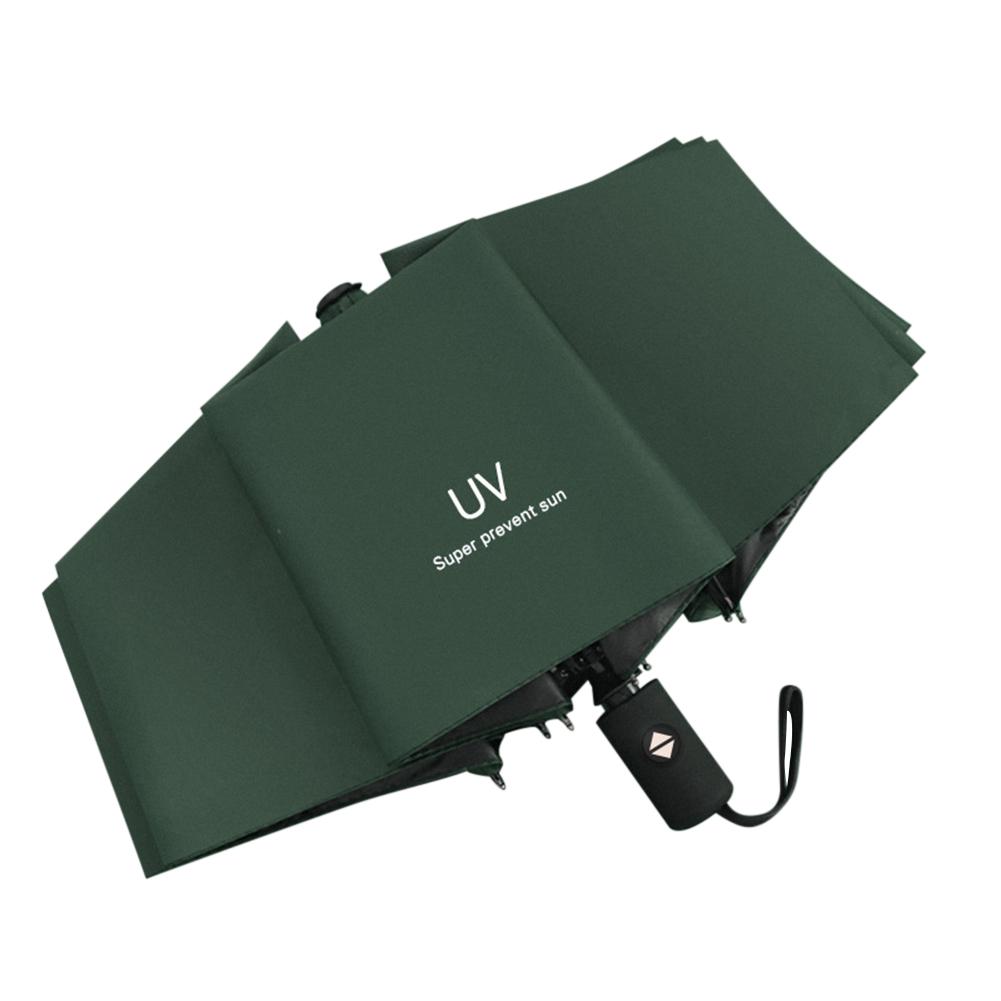 Helautomatisk paraply svart lim solskjerm sol og regn dobbel bruk sammenleggbar solparaply