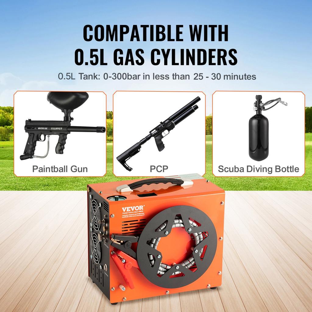 VEVOR PCP Air Compressor, 4500PSI/30Mpa Portable PCP Airgun Compressor with Built-in Power Converter