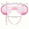 Disney Minnie Headband Shiny Sequin Bow Cute Cartoon Hair Accessory Cute Shiny Diamond Craft Crown Decoration