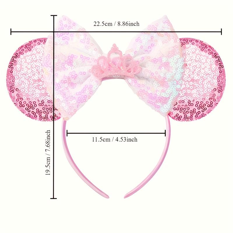 Disney Minnie Headband Shiny Sequin Bow Cute Cartoon Hair Accessory Cute Shiny Diamond Craft Crown Decoration