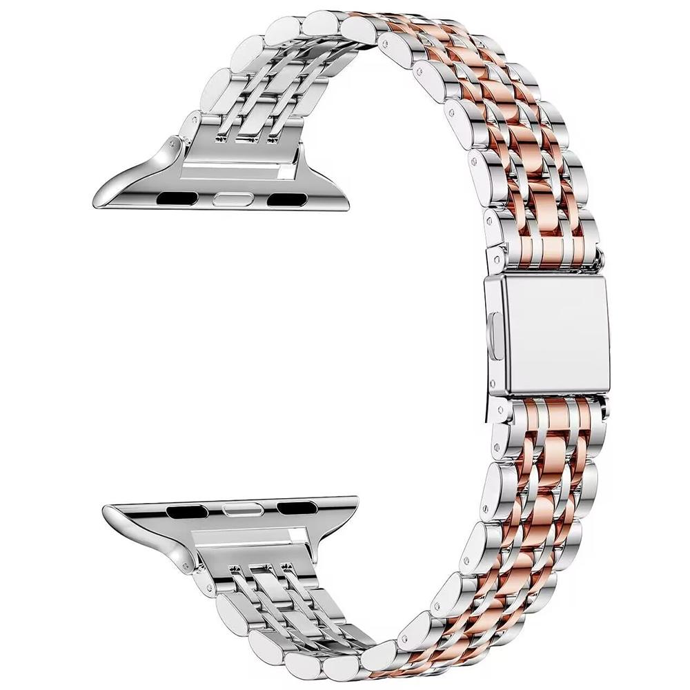 

For Apple Watch 10 46mm/Ultra 2/Ultra 49mm/9 8 7 45mm/SE (2023) SE (2022) SE 6 5 4 44mm/3 2 1 42mm Metal Strap Silver/Rose Gold