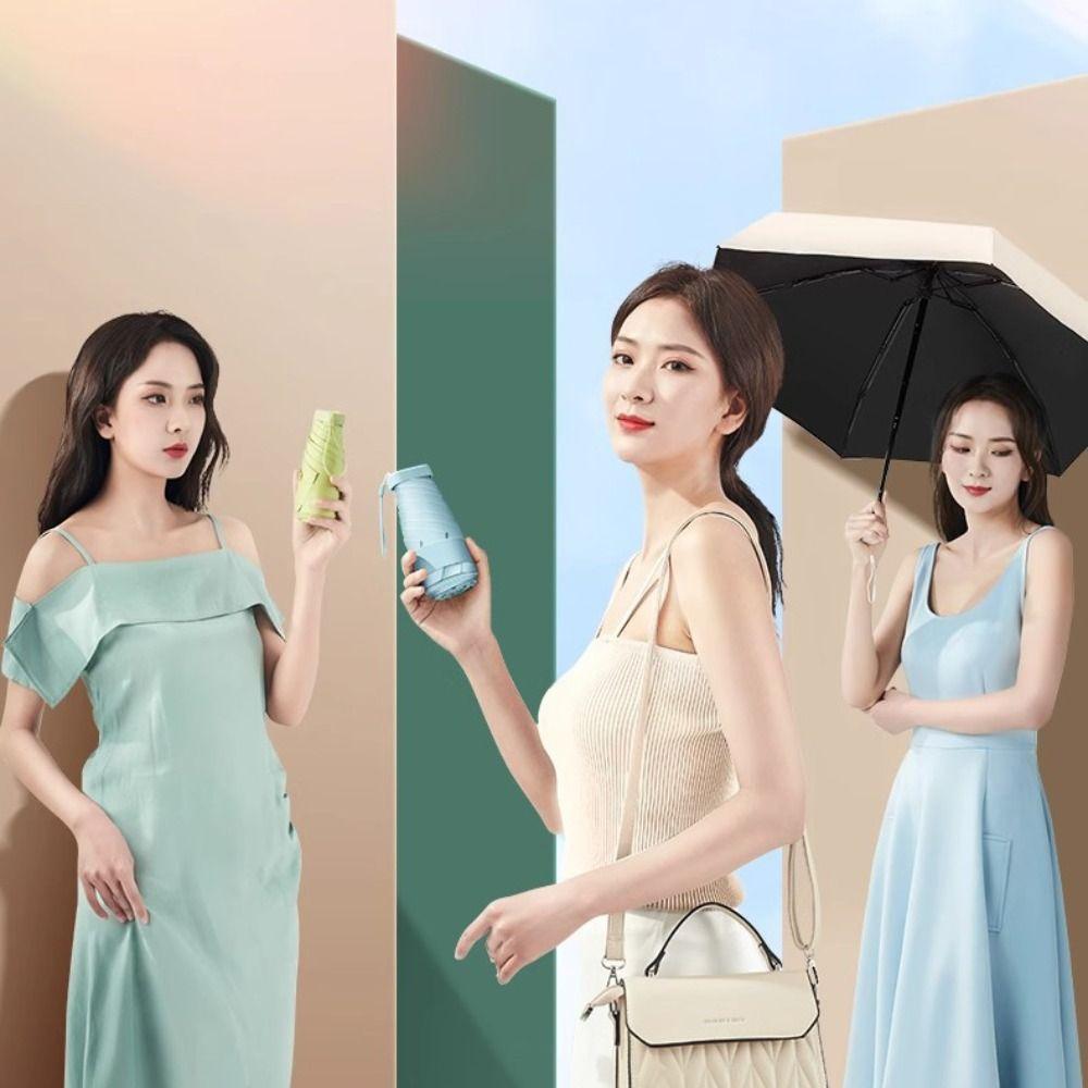 Windproof Rain Umbrella Anti UV Sun Shade Parasol Five-Folding Parasol  Student