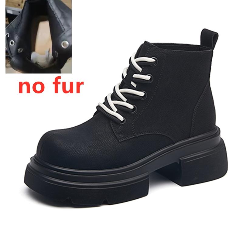 Women's Ankle Boots and Short Boots Thick-soled Casual Yellow Women Boots Plus Size Lace-up Motorcycle Boots Female