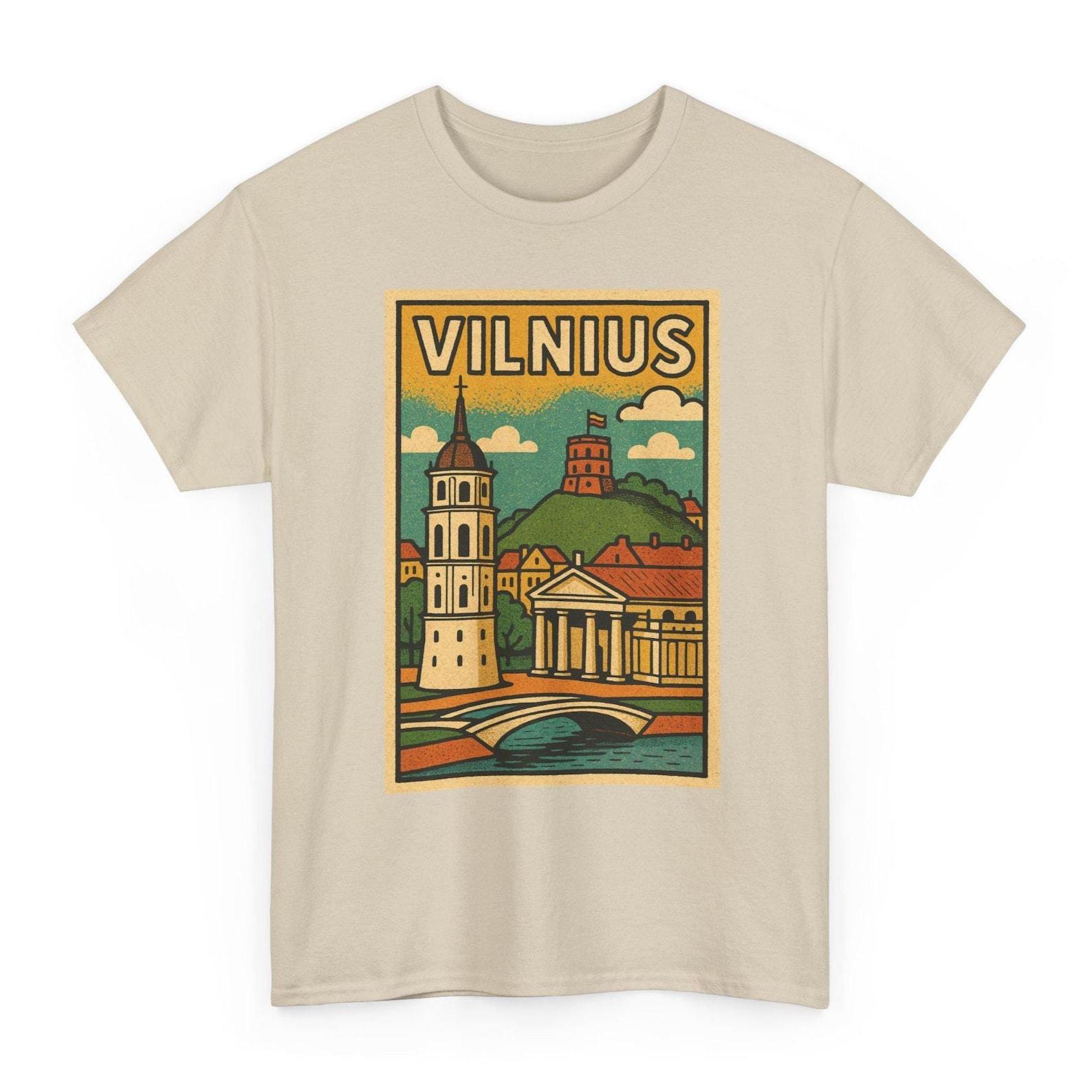 Vilnius T-Shirt | Retro Lithuania Travel Tee | Baltic Adventure Shirt L