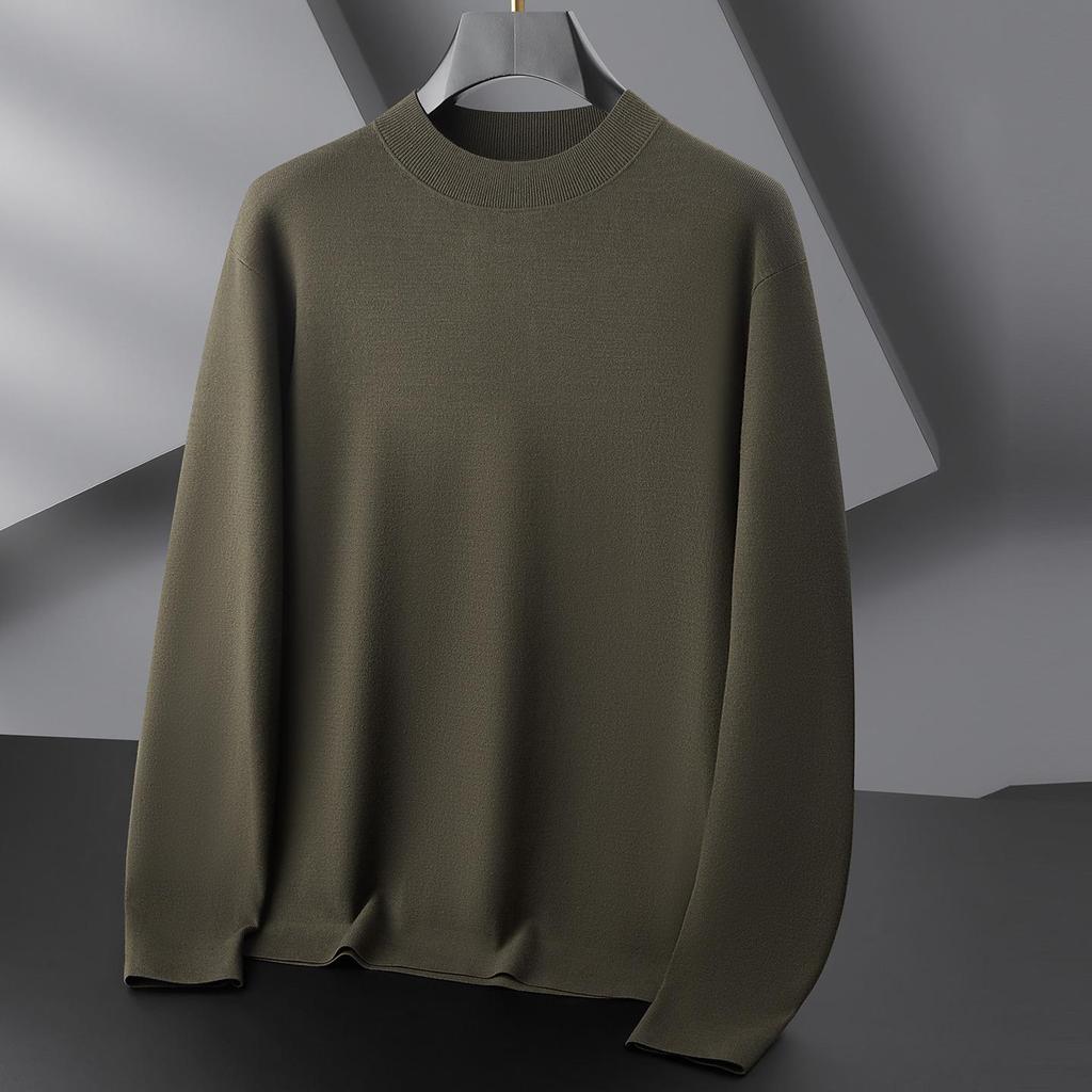2025 Autumn Men's Plus Size Thick Knit Pure Color Long Sleeve Hoodie
