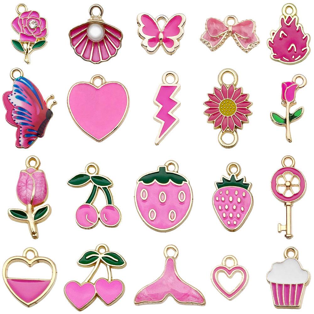 Mixed Color Cartoon Enamel Alloy Pendants for DIY Bracelets & Keychains