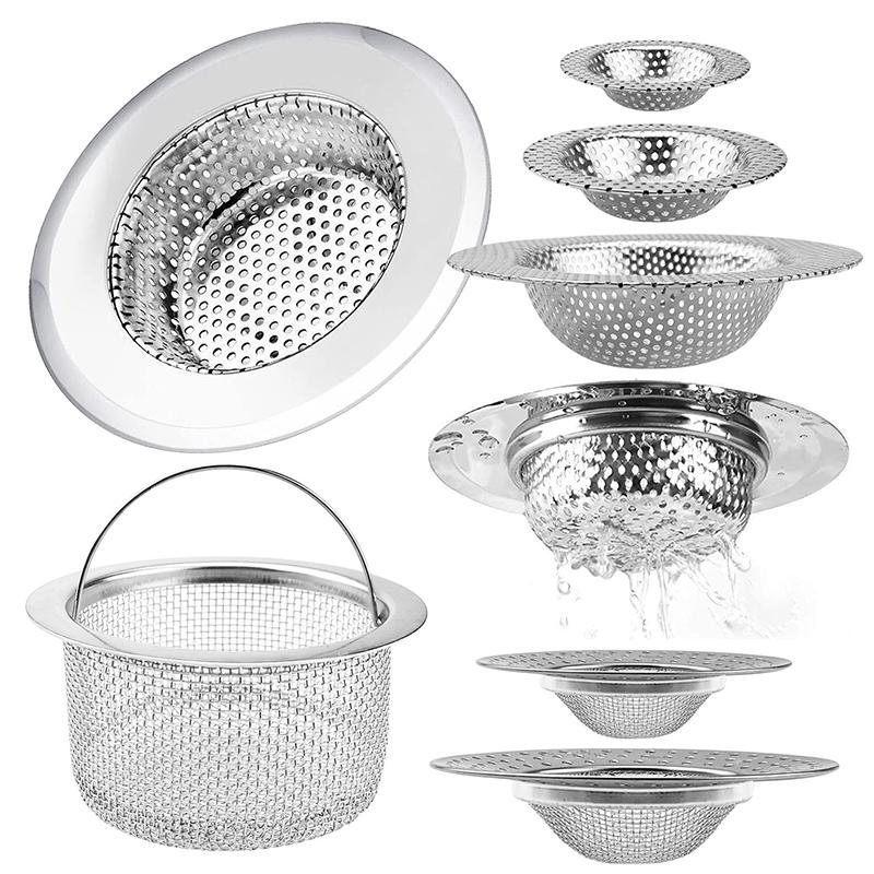 Kitchen Sink Filter Stainless Steel Mesh Sink Strainer Filter Bathroom Sink Strainer Drain Hole Filter Trap Waste Screen