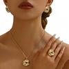 Twist Ring Hollow Necklace, Earrings and Ring Set, Elegant and Versatile Temperament, Suitable for Daily Use