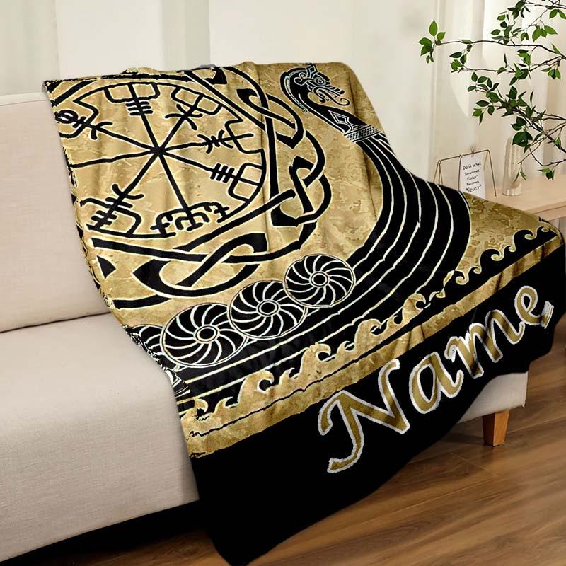 Viking Culture Customize Your Name Blanket Warm Comfortable And Soft Blankets Are Suitable For Home Lunch Break Blanket Office Sofa Sofa Gift To
