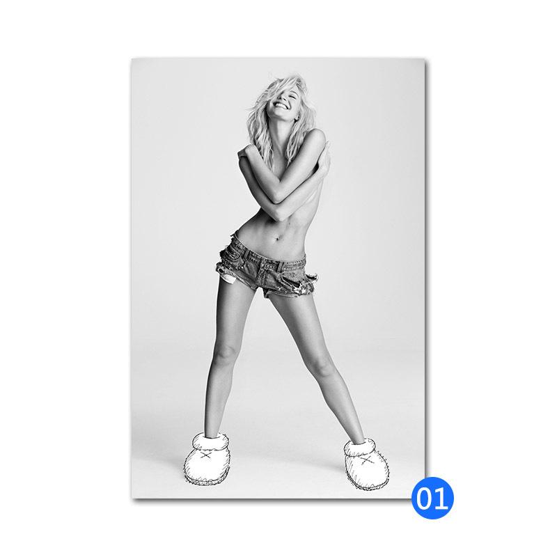 

Горячее сексуальное женское белье, бикини, красота, полуобнаженная декоративная живопись, черно-белый ангел, ванная комната, гостиная, холст, картина 21*30cm