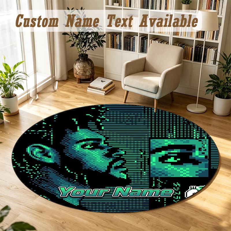 Round Rug Custom NameThe Weeknd Pattern Non Slip Carpet Home Floor Decor