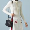 Gucci Blondie Runde Ineinandergreifende Doppel-G Reißverschluss Leder Schulter Crossbody Handtasche Damen Handtaschen Schwarz 744434-1IV0G-1000