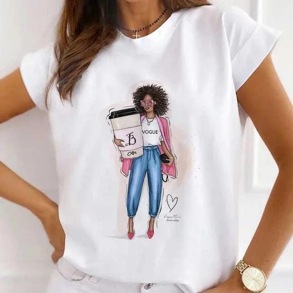 Festival Christmas Printed Short Sleeved Casual Womens Tshirt Crewneck Tops Kawaii Fashion Women TShirt Clothes Harajuku