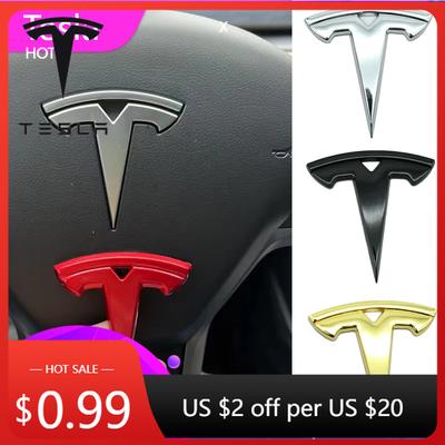 Car Sticker 2025 New 5.5x5.5cm Metal Car Steering Wheel Cover Sticker Refitting Emblem for Tesla Model 3 Model S Model X Y