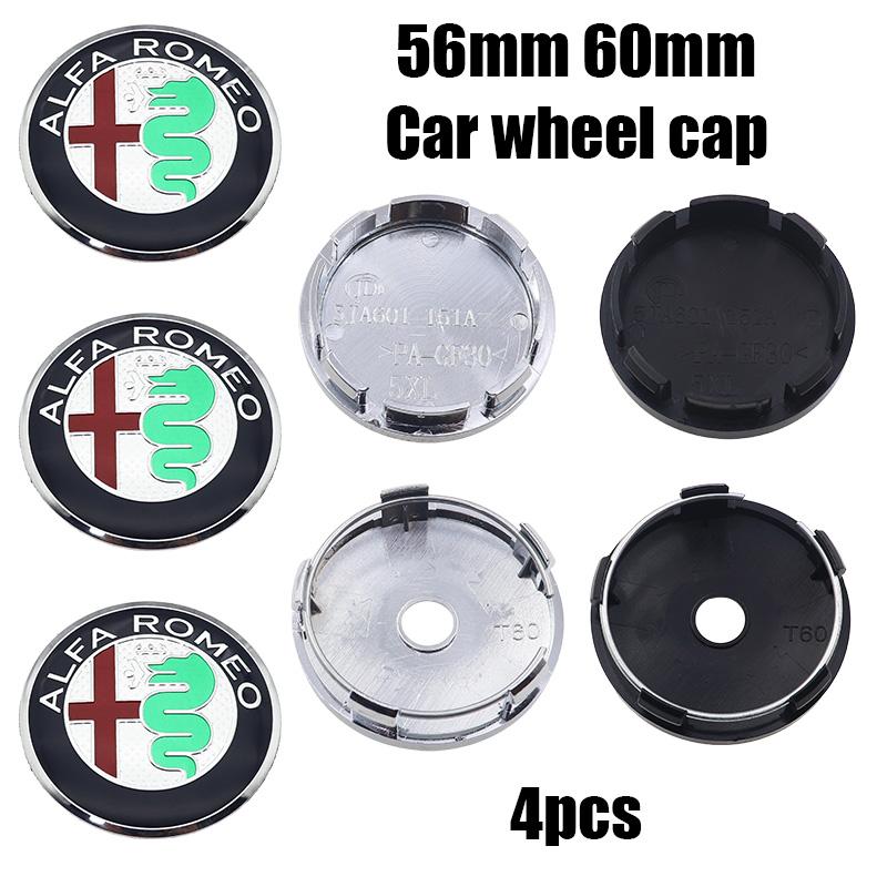 4pcs 56mm 60mm alfa romeo 3D Car emblem Wheel Center Hub auto Rim refit dust-proof badge covers cap styling accessories fw6