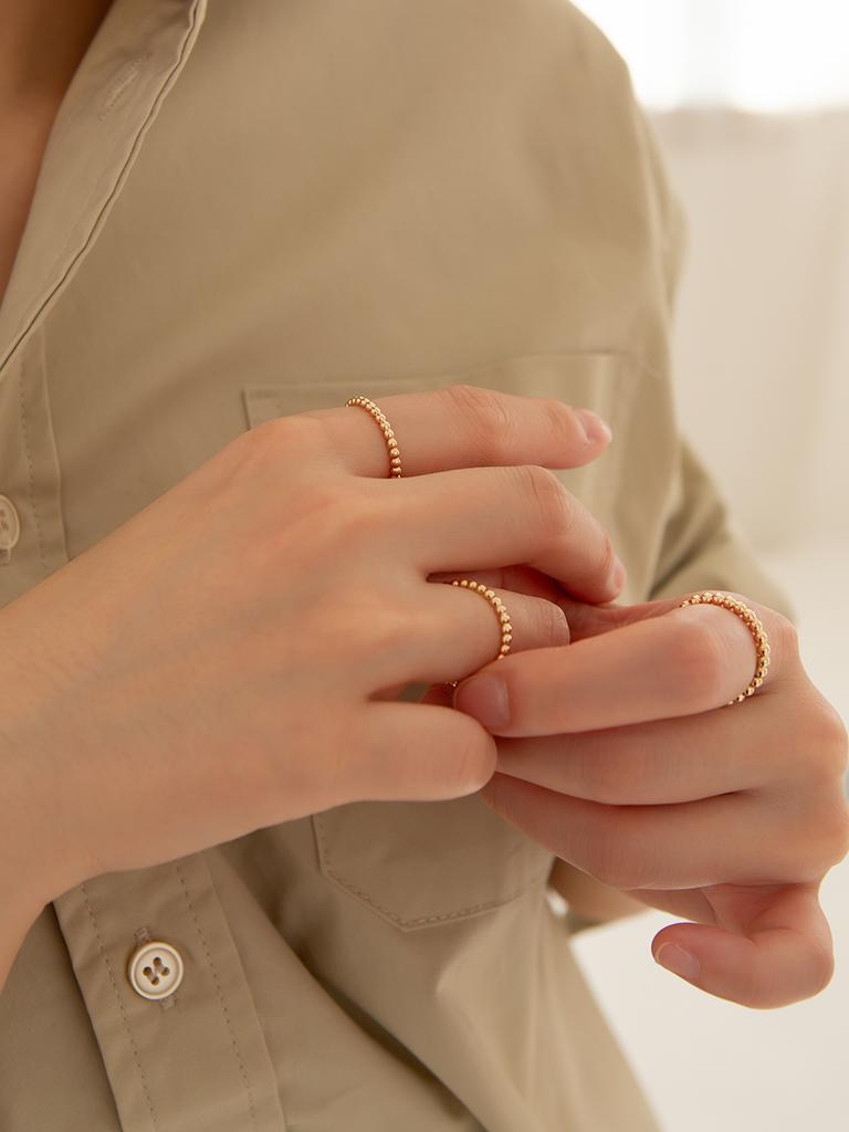 Lunne 14K 2Mm Bubble Ball Line Ring (14K Gold) Lfr08 (B Type)