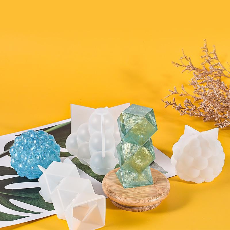 Multi-Style Geometric Bubble Ball Silicone Candle Mold Spherical Lantern Crystal Epoxy Resin Mould Decor