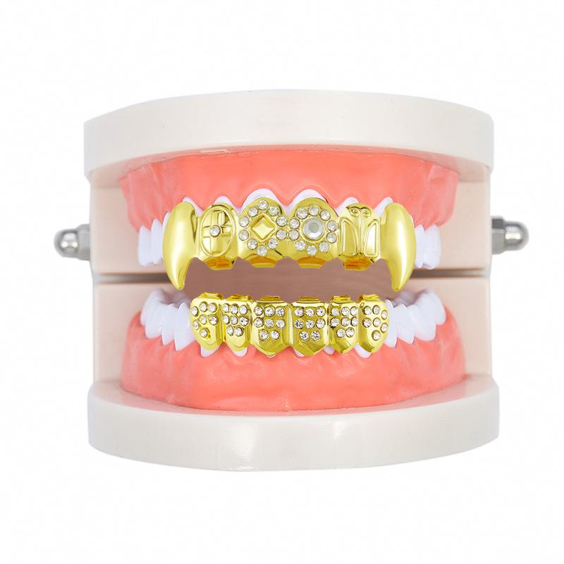18K Gold-Plated Hollow Vampire Fangs Grills - Halloween Hip-Hop Costume Jewelry
